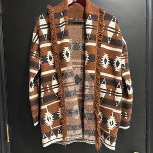 Tahari fringe southwestern cardigan women’s XS